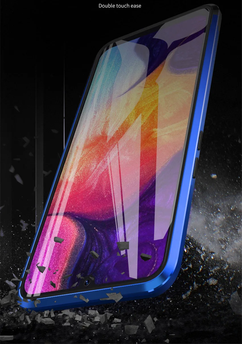 Magnetic case For samsung Galaxy m30s Double side tempered Glass cover on the For samsung a50 a30 a70 a20 a50s fundas capa coque