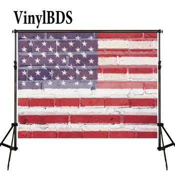 

VinylBDS Backdrops American Flag Backdrop Brick Wall Backdrops Photography Background Kids for Newborn Photo Shooting