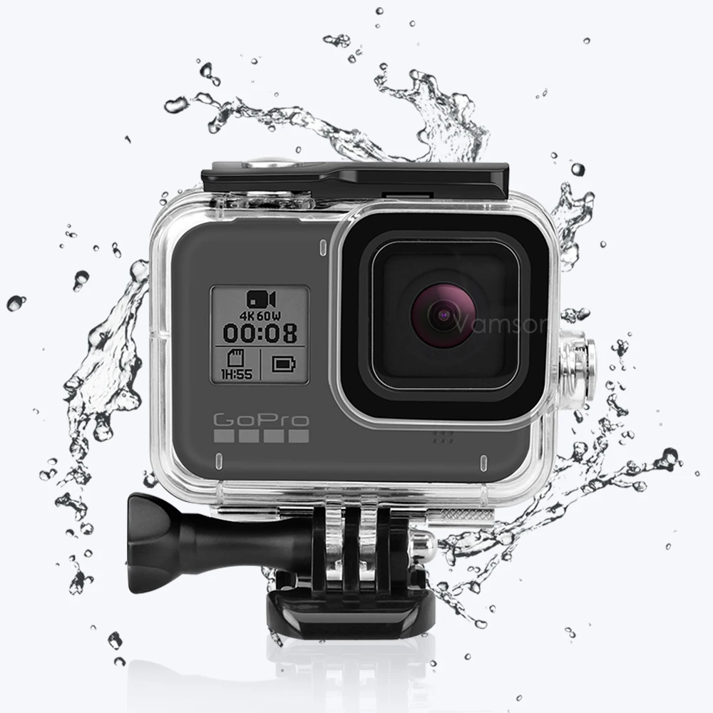 Vamson For Gopro Hero 8 Black Waterproof Housing Case Tempered