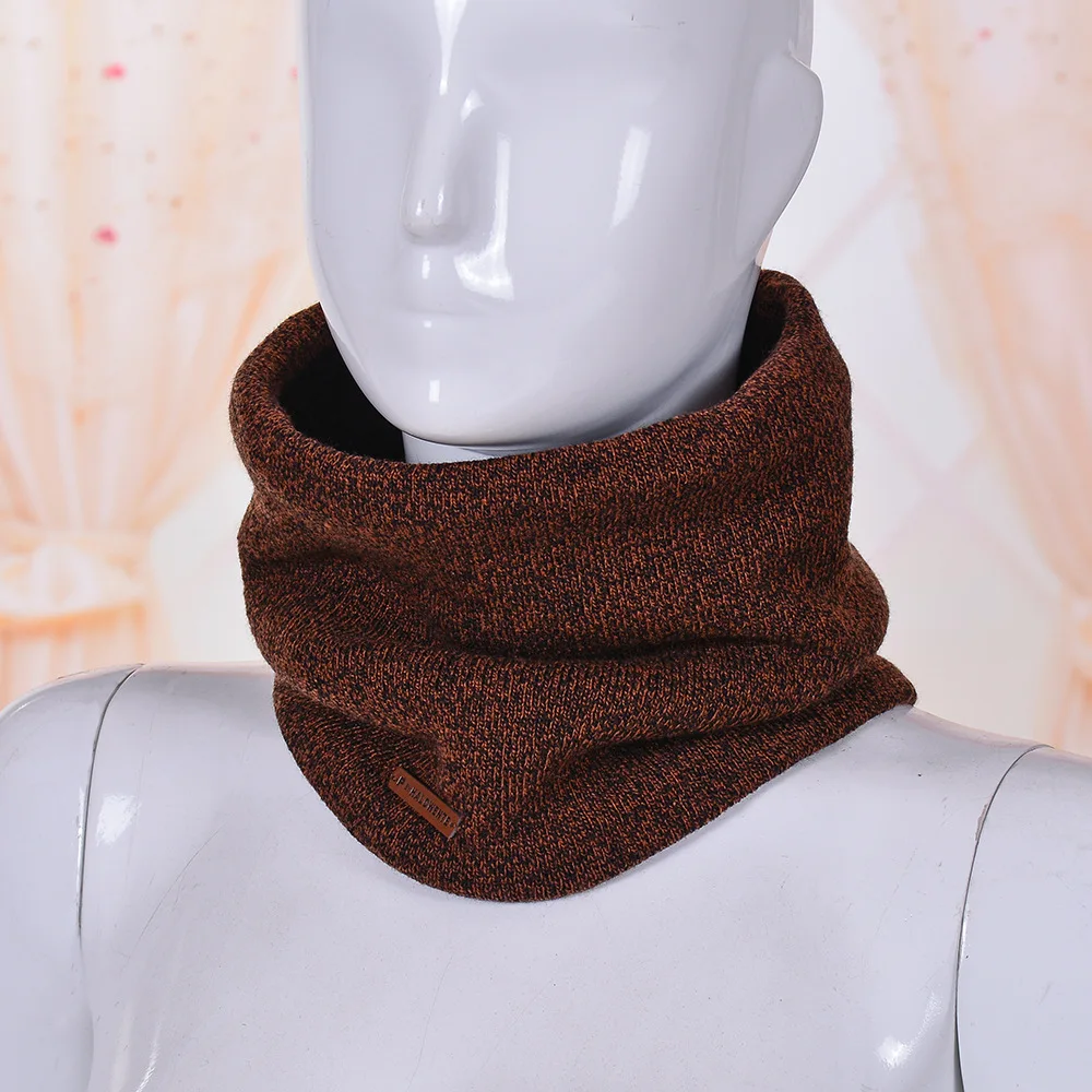Мужской шарф плюс бархатный уплотненный нагрудник для мужчин и женщин смешанный цвет вязаный шарф Зимний с капюшоном теплый воротник