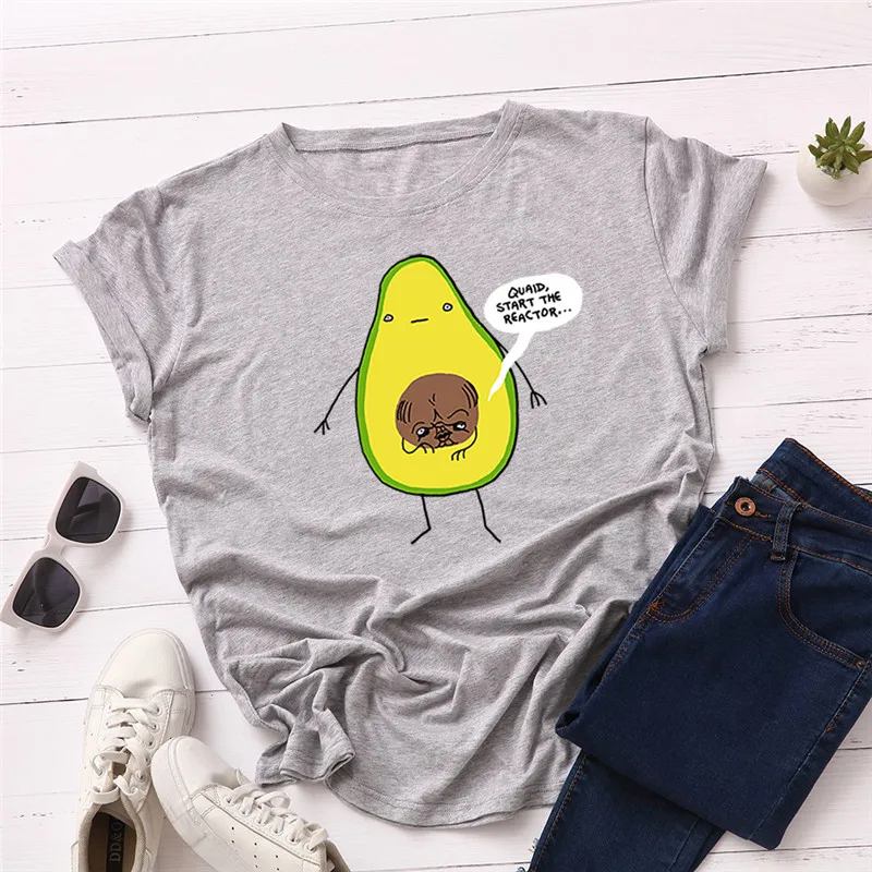 

Plus Size S-5XL New Avocado Print T Shirt Women 100% Cotton O Neck Short Sleeve Summer TShirt Tops T Shirts Funny T Shirts