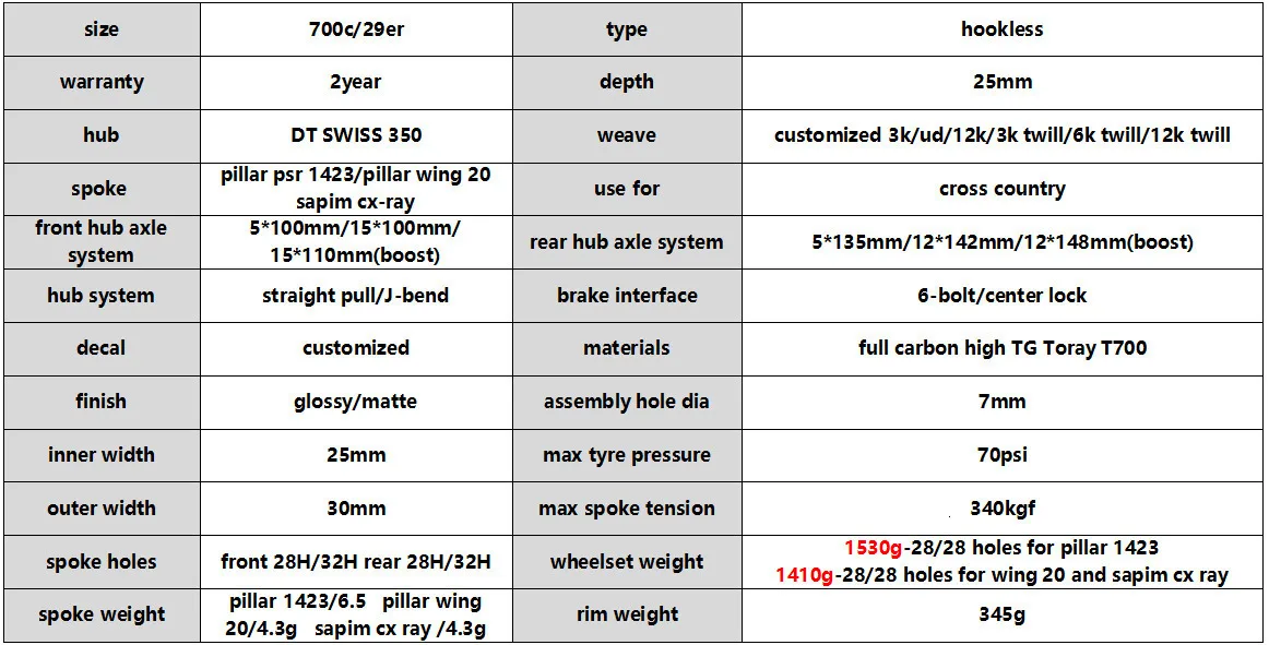 Clearance 345g Only 29er MTB Carbon Rim with Original DT swiss 350 hub Sapim CX Ray For Mountain Bike Wheel XC Wheelset 30mm Width 7