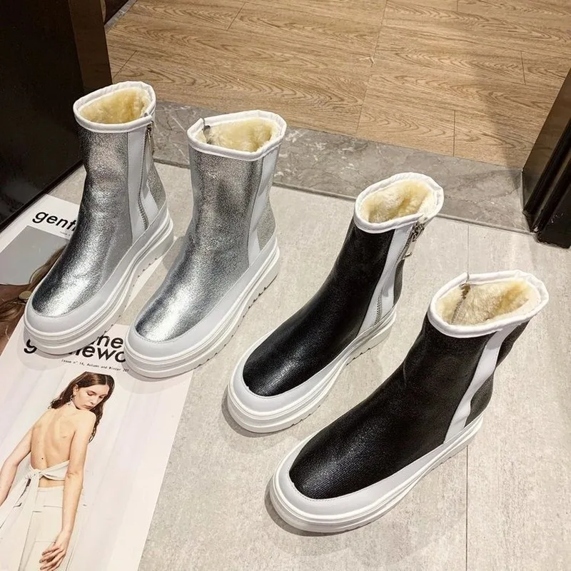 Snow Boots New 2020 Women's Shoes Winter Thick Sole Plaform Ankle boots Thicken Plush Warm Cotton Shoes