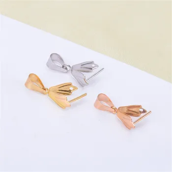 

G18K Yellow Gold Pendant Clip Clasp Pinch Bail Pendant Connectors Bail Beads Jewelry Findings DIY Jewelry Accessories