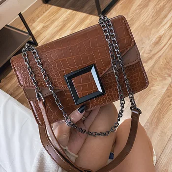

women's bag for woman Bag For Women Stone Pattern Bag 2020 New Handbag Retro Small Square Bag Chain Bag Casual Messenger Bag