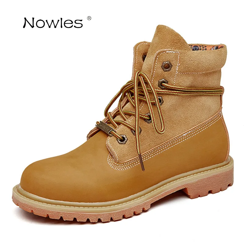 

Yellow Motorcycle boots Platform Boots Women Shoes Fashion Boots Round Toe Size 35-40 Genuine Leather Ladies