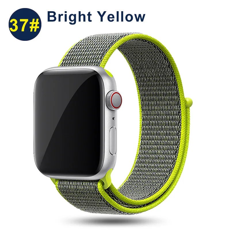 Bright Yellow Ремешок UEBN для Apple Watch Series 5 4 3 band 44 мм/40 мм Спортивная петля для iwatch band 5 42 мм 38 мм ремешок браслет нейлоновый ремешок для часов - Цвет ремешка: Bright Yellow