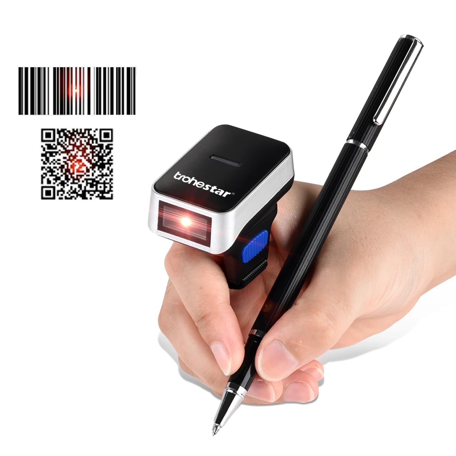 Wireless Finger Scanner QR Code Ring Barcode Scanner RONCHONE