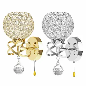 

Modern personality crystal bedroom study bedside aisle European style living room background wall decorative wall lamp WF1015