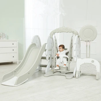 

Children Indoor Multi-function Slide Swing Combination 5 in 1 Outdoor Baby Playground Basketball Football Sports Toys Age 1-8