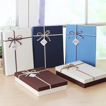 

Simple Solid Color Gift Box Color Alternate With Double Bow Tie New Year Party Wedding Shirt Wallet Hat Wholesale Paper Gift Box