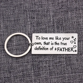 

Rectangle Keychain Pendants Father In Law Inscription Engraved Drop Keyrings Bag Charm Hand Stamp Keyrings Pendants Big Size