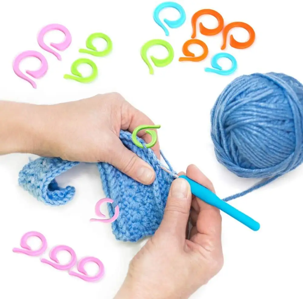 IMZAY 53 PCS Crochet Marker Kit With Big Eye Plastic Needles Stitch Marker Ring Crochet Clips U Shape Needles For Sewing Work
