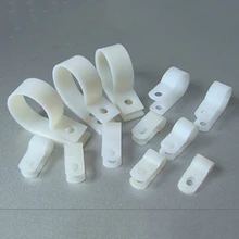 

20Pcs White Nylon Cable Clamp R-Type Plastic Wire Clamp P Clips Cable Organizer Nylon Loop Clamps Screws Fix Cable Mounting