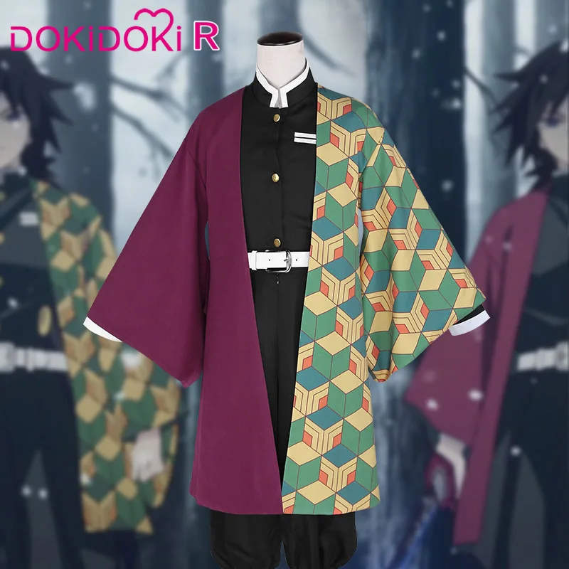 DokiDoki-R аниме косплей демона убийца: Kimetsu no Yaiba Tomioka Giyuu костюм Мужчины кимоно Kimetsu no Yaiba Косплей Костюм Аниме