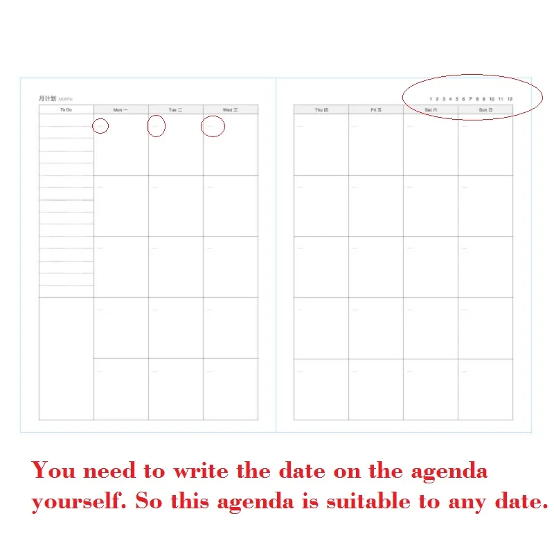 A4 Big 365 Self-filling Kawaii Planner Notebook 12 Month Agenda Chinese Planner Office School Supplies 365 Planner