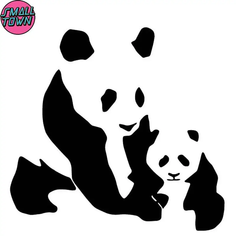 

Small Town 16.1CM*15.2CM Lovely Panda Car Door Decoration Cartoon Car Sticker Vinyl Decal Black/Silver C4-2052