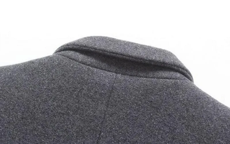 Smart casual с длинным рукавом однобортный нагрудный мужской средней длины пальто размера плюс осень зима сплошной Slim Fit шерстяные пальто