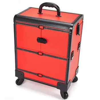 

Large Size Aluminum Alloy Cosmetic Organizer Multi-layer Beauty & Makeup Storage Trolley Cosmetic Case Travel Toiletry Trunk