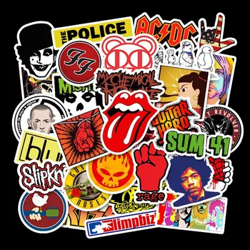 

52Pcs Rock and Roll Rock Punk Band Waterproof Graffiti PDA Adhesive Paper Skateboard Travel Trolley Bumper Stickers TZ016G