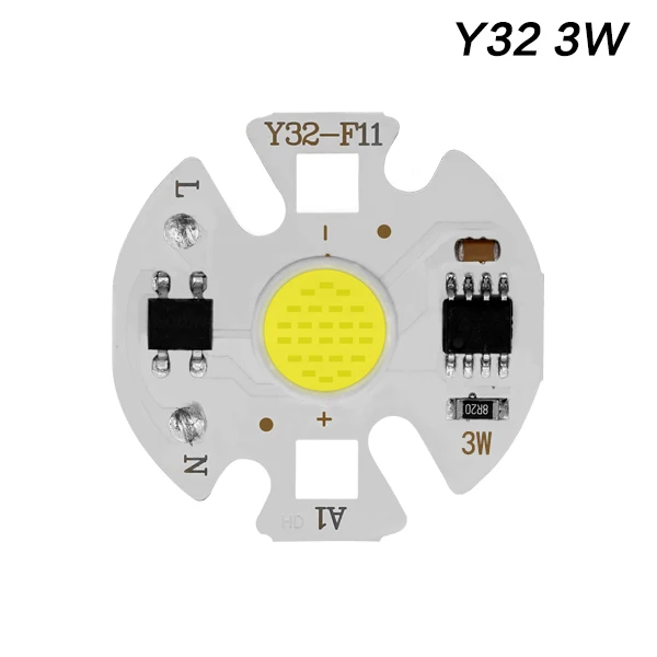 Y32 3w COB светодиодный чип 220 В, 50 Вт, 20 Вт, 30 Вт, 10 Вт, 3 Вт, 5 Вт, 7 Вт, 9 Вт, без необходимости драйвера, COB чип, светодиодный светильник, умная IC DIY для прожектора - Испускаемый цвет: Y32 3w