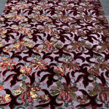 

African advanced Sequins Tulle Lace Fabric 2020 Latest French Lace Fabric High Quality Guipure Nigerian Embroidery Lace Red