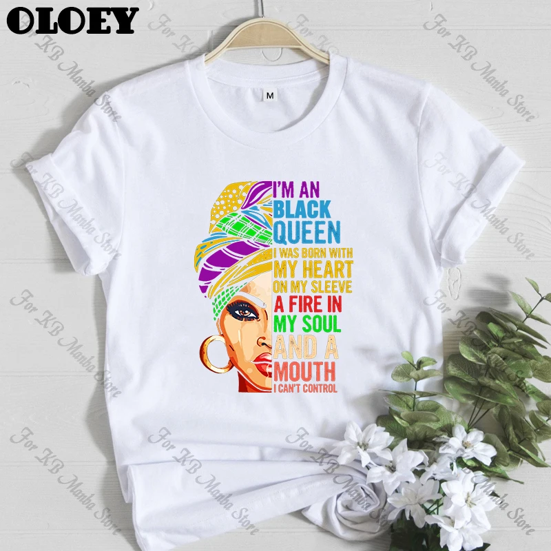I Am A Strong Melanin Queen t shirt Women Clothes African Black Girl History Month Female T-shirt Melanin Poppin Tee Shirt Femme