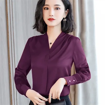 

2019 New Autumn Women Tops And Blouses Long Sleeve V-neck Shirt Slim Chiffon Clothes Casual Office Lady Plus Size Blusa Feminina
