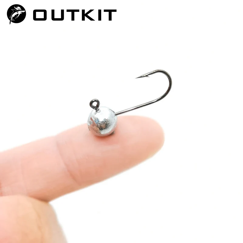 OUTKIT 10pcs Mini Jig Head Hook Rockfish Exposed Head Hook Barbed Hook Trout Soft Worm Lure Jig