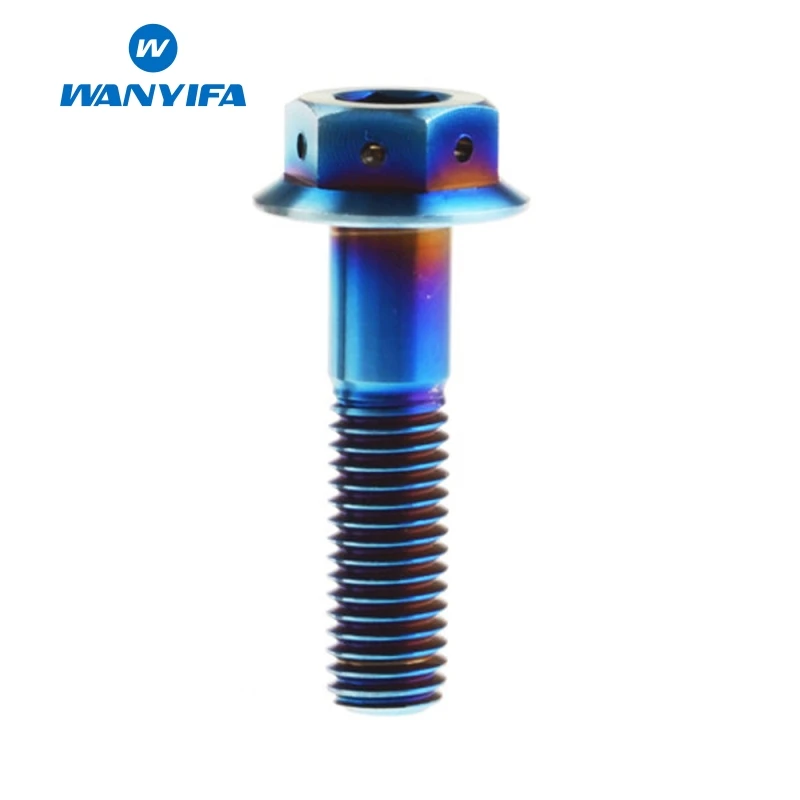M8x40 Blue Ваньифа M8x20 25 30 35 40 45 55 мм Фланцевая головка внутренний и внешний шестигранный титановый болт для велосипеда мотоцикла часть золото синий цвет - Цвет: M8x40 Blue