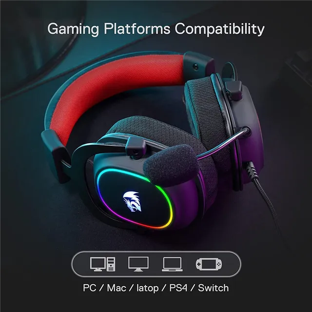 Redragon H510-RGB Zeus X Gaming Headphone Microphone Noise Cancelling 7.1 USB Surround Computer Headset Earphones EQ Controller 4