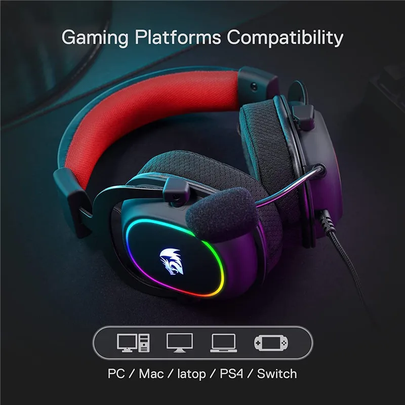 Fone de Ouvido Redragon Zeus Gaming Microfone Cancelamento Ruído 7.1 Usb Surround Computador eq Controlador H510-rgb x - Image 4