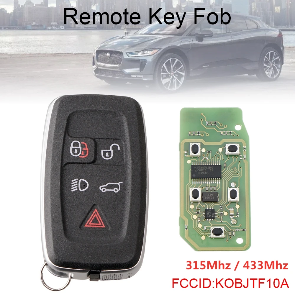 

315 / 433Mhz 5 Buttons Car Remote Key Fob KOBJTF10A Fit for Land Rover LR4 / Range Rover Evoque / Sport New