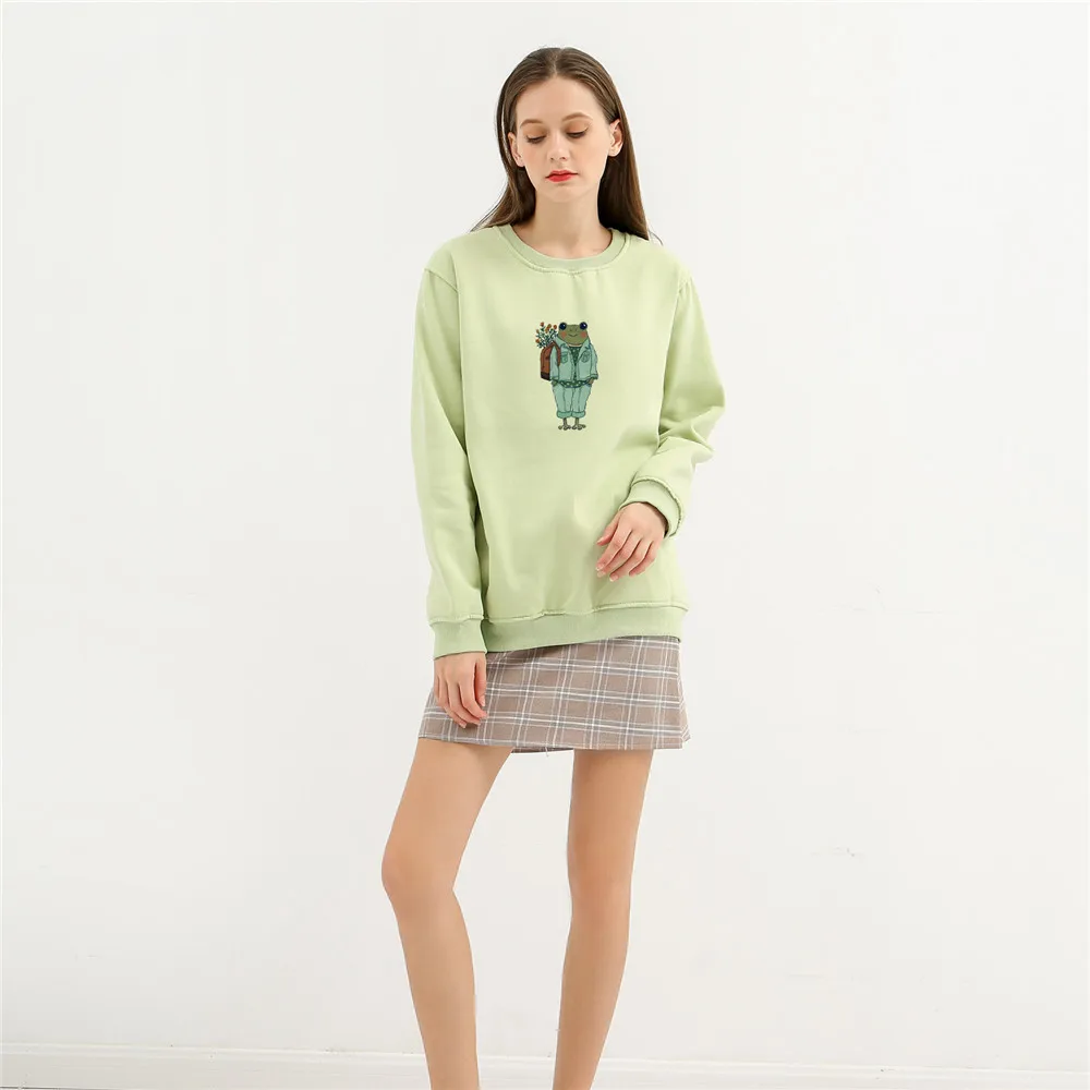 

Flower Frog Sweatshirt Women Leisure Woman Sweatshirts Plus Size Oversized Sweatshirt Pullover Top Oversize Hoodie Koren Style