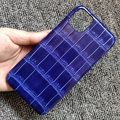 Blue Чехол из натуральной крокодиловой кожи живота для iPhone 11 Pro Max настоящий чехол из натуральной кожи аллигатора Кайман для iPhone11 - Цвет: Blue