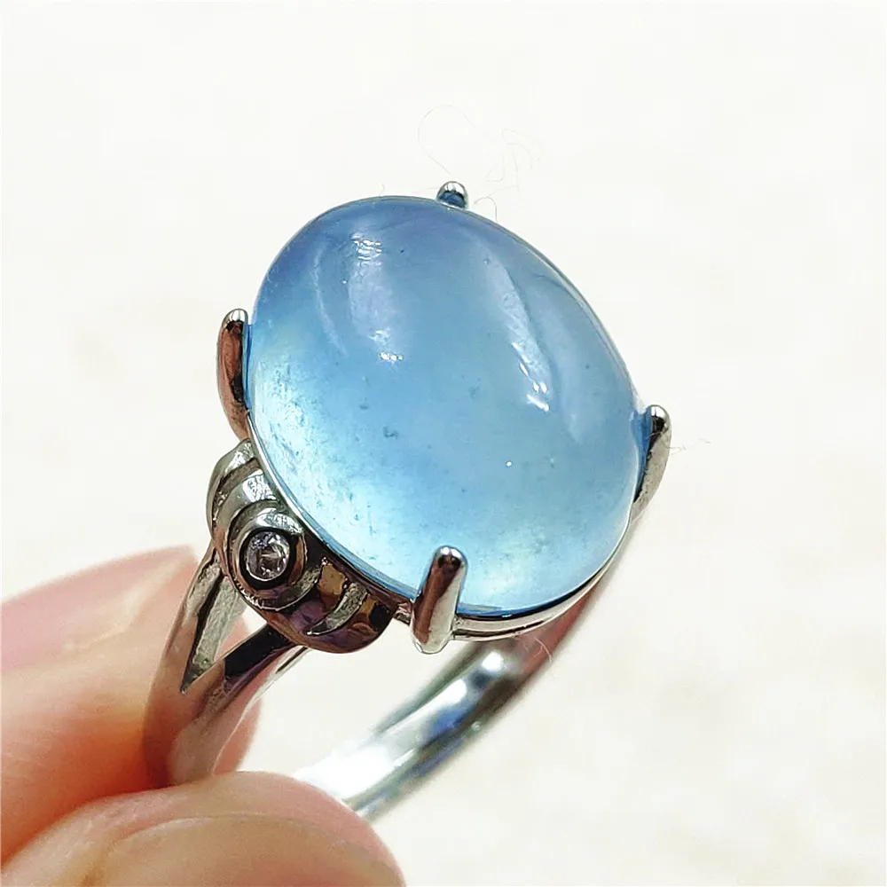 jewellery shop near me Genuine Natural Blue Aquamarine Clear Oval Ring Adjustable Crystal Size 925 Silver Aquamarine Ring Gemstone AAAAA nose pin