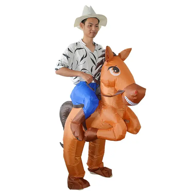 Inflatable Cowboy Costume Horse Riding Fancy Dress Adult Kid Party