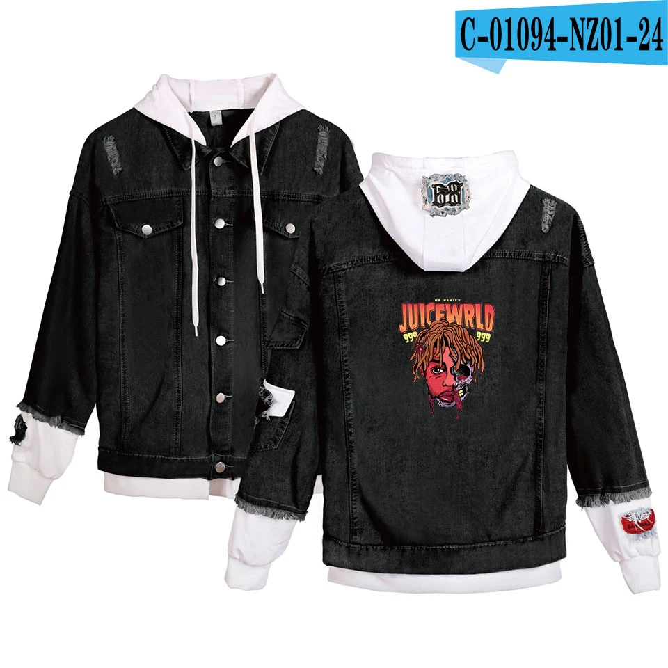 M Модная крутая джинсовая куртка juice wrld, одежда juice wrld, повседневные толстовки для мужчин/женщин, пальто в стиле хип-хоп, джинсовые толстовки - Цвет: M
