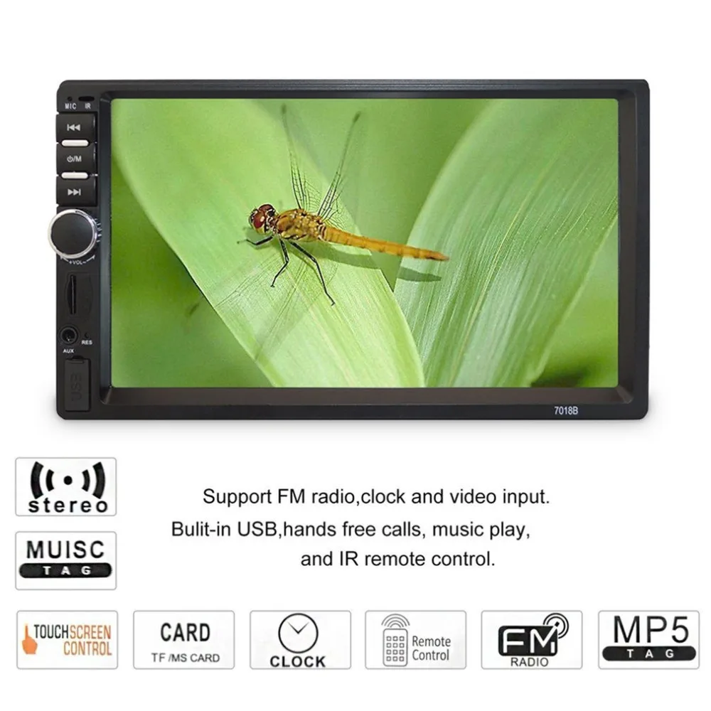 7 Inch Double 7018B 2 DIN Car FM Stereo Radio MP5 Player TouchScreen Multimedia player 4 Light Camera Direction Control