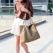 Модные женские одноцветные сумки на плечо летние пляжные женские большие вместительные сумки с верхней ручкой повседневные холщовые сумки для покупок