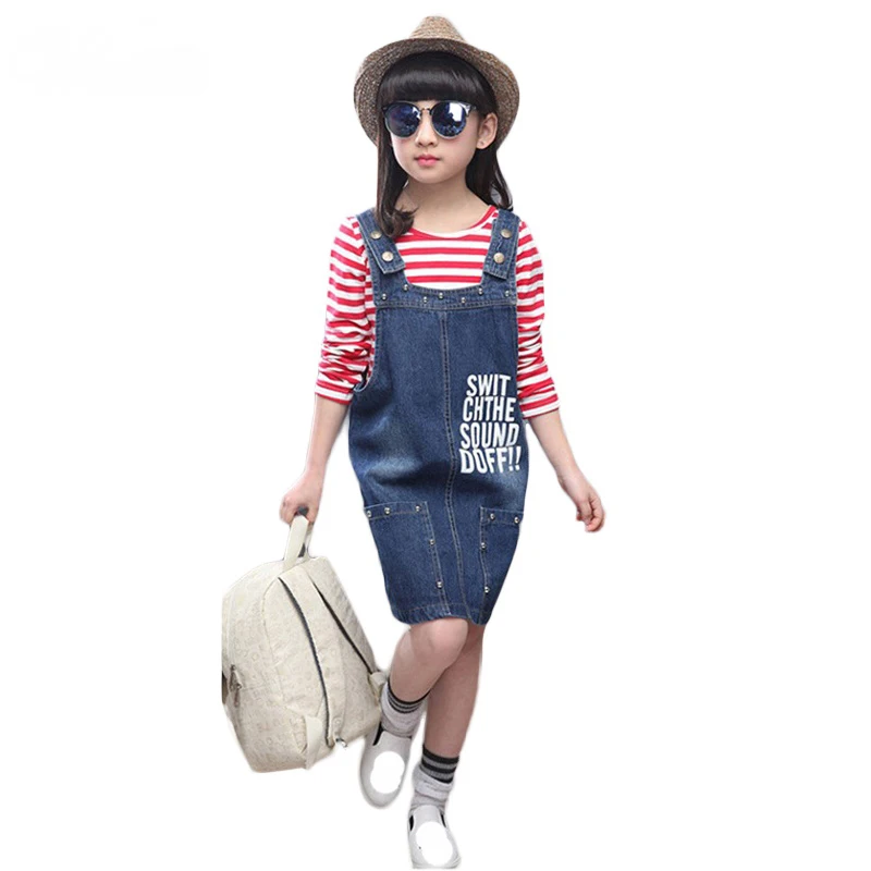 Детские подтяжки для девочки, джинсовое платье, лето, детские комбинезоны, Джинсовые ремни платье Детский сарафан, одежда для девочек 6, 8, 10, 12, 14 лет