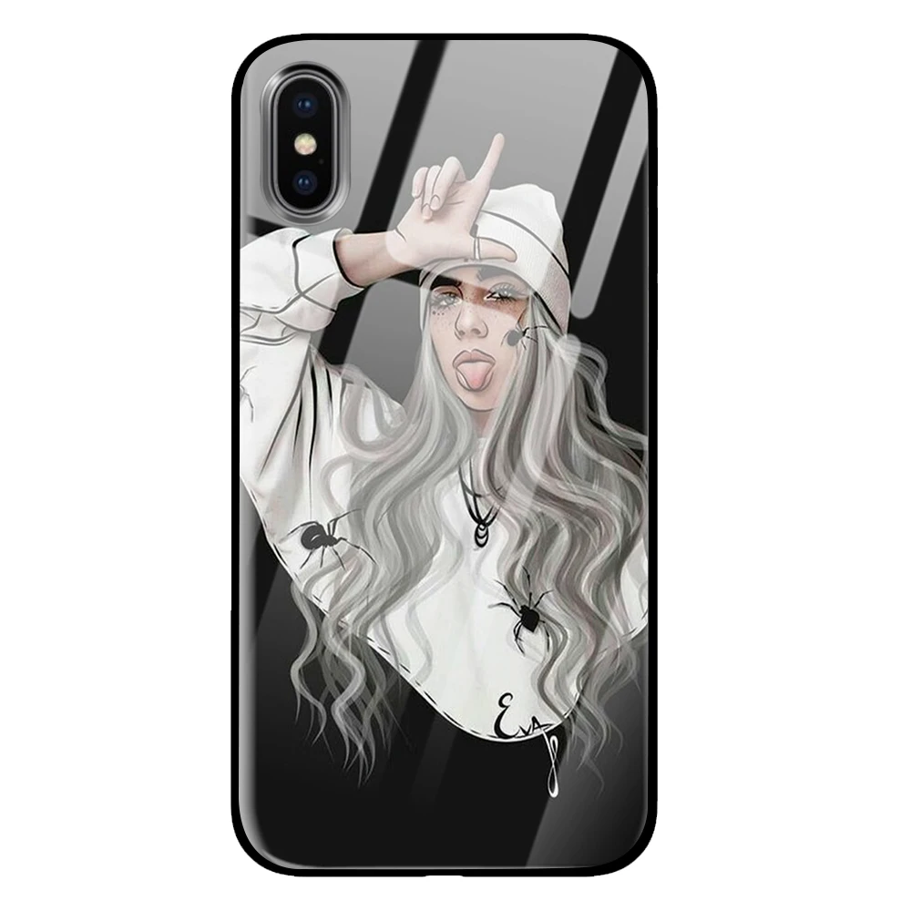 Billie Eilish для iPhone 5 5S SE 6 6s 7 8 Plus X XS Max XR закаленное стекло чехлы для телефонов - Цвет: 2