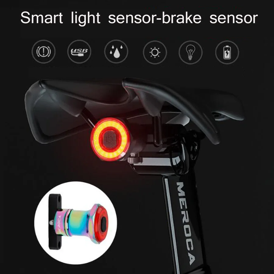 

Smart Bicycle Car Brake Detection Light IPx6 Waterproof Rechargeable LED Tail Light Bicycle Tail Light Bicycle Accessories