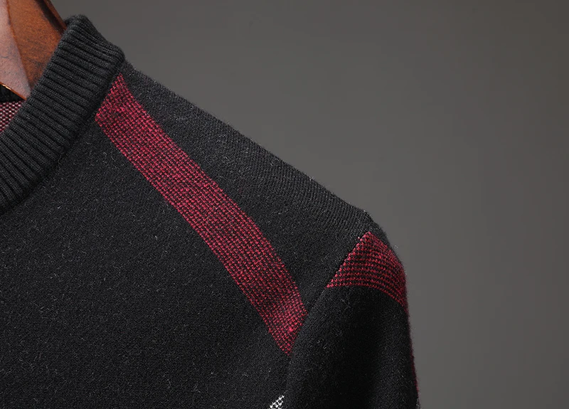 Seestern brand men's sweater new Plaid stripe fashion autumn winter color matching knitted pullover European American style tops