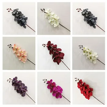 

7P Fake Long Stem Autumn Orchids 41.34" Length Simulation Oil Painting Butterfly Orchid for Home Decorative Wedding Centerpieces