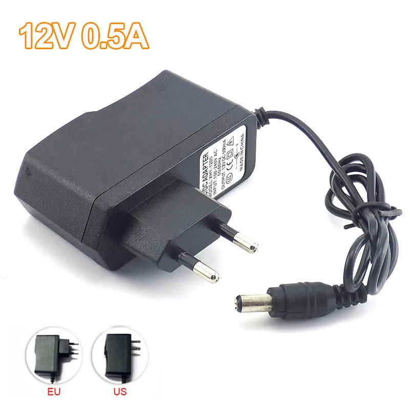 

AC to 100-240V DC 12V 0.5A 500mA Camera Power Adapter Supply Charger Charging adapter for LED Strip Light 5.5mmx2.1mm C12