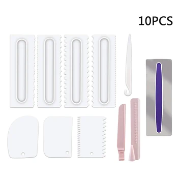 

10pcs Edge Baking Mold Spatulas Cake Scraper Set Decorating Comb Icing Smoother Sawtooth Cream Portable Fondant Kitchen Pastry