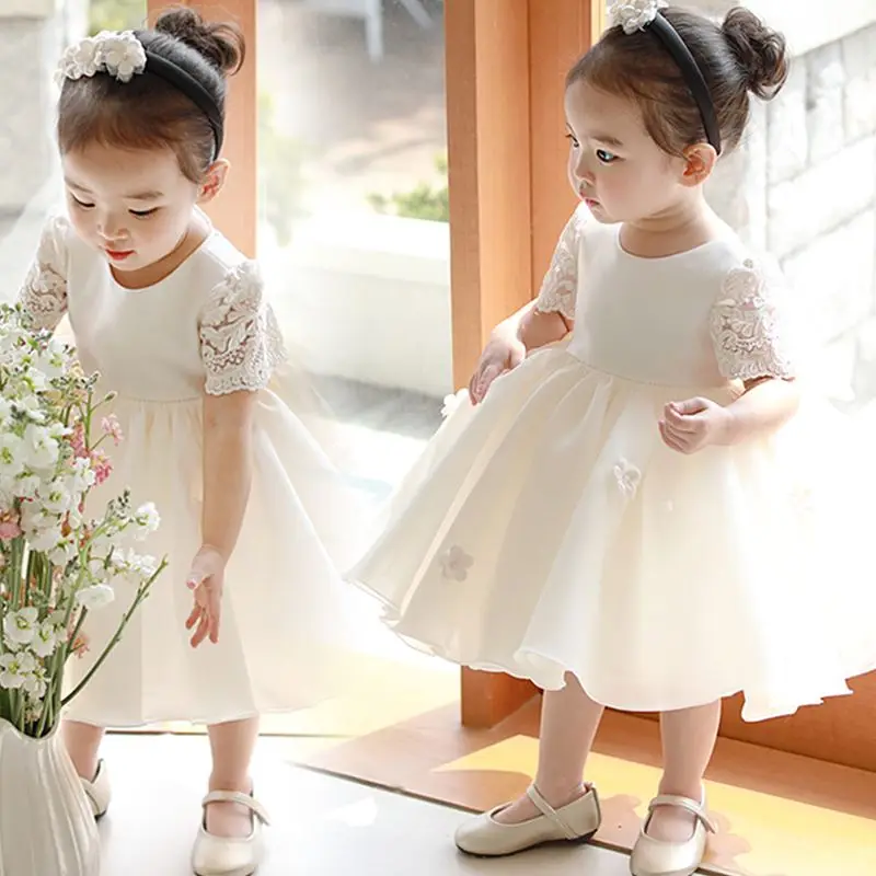 

Infant Baby Girls Flower Dress Christening Gowns Newborn Babies Baptism Clothes Appliques Princess 1 Year Birthday Party Costume