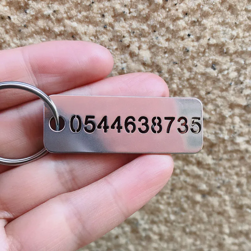 Custom car keyring Tags Engraved Pet Name Birthday Prevent Loss