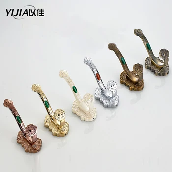 

Carved Chinese style free perforation single wall hanging door behind the wishful shape coat hook vintage towel clothes hook